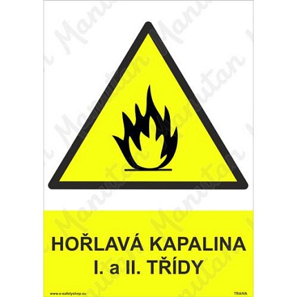 Výstražné tabulky - Hořlavá kapalina I. a II. třídy