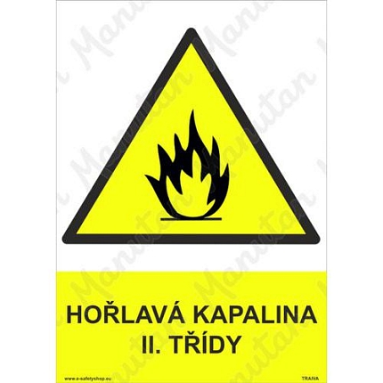 Výstražné tabulky - Hořlavá kapalina II. třídy