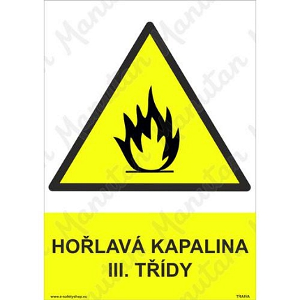 Výstražné tabulky - Hořlavá kapalina III. třídy