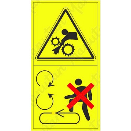 Výstražné tabulky - Výstraha možnost vtažení paží do stroje