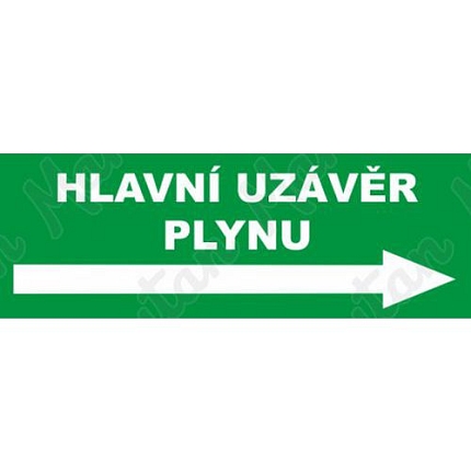 Tabulky bezpečí - Hlavní uzávěr plynu vpravo