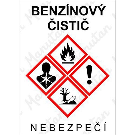 Výstražné GHS tabulky - Benzínový čistič