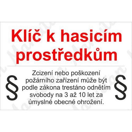 Požární tabulky - Klíč k požárním zařízením