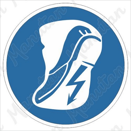 Používej vodivou obuv, samolepka 40 x 40 x 0,1 mm, arch 35 ks