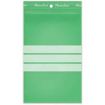 Recyklované uzavíratelné sáčky se zipem Manutan Expert, 50 mic, zelená, 200 x 150 mm, 100 ks