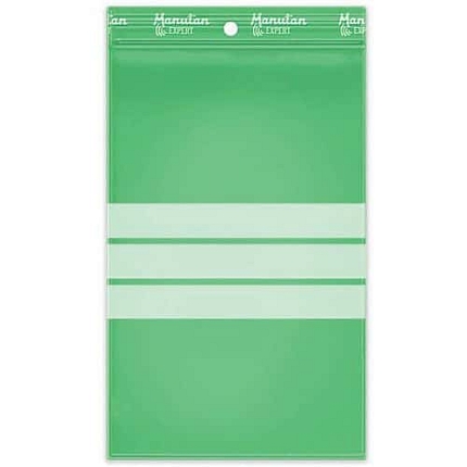 Recyklované uzavíratelné sáčky se zipem Manutan Expert, 50 mic, zelená, 280 x 220 mm, 100 ks