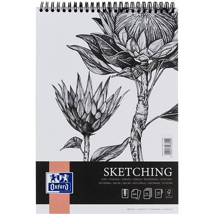 Blok kroužkový Oxford Sketching A4, s horní spirálou, 130 g/m2