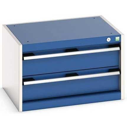 Dílenská zásuvková skříň Bott Cubio, 40 x 65 x 52,5 cm, 2 zásuvky, šedá-modrá