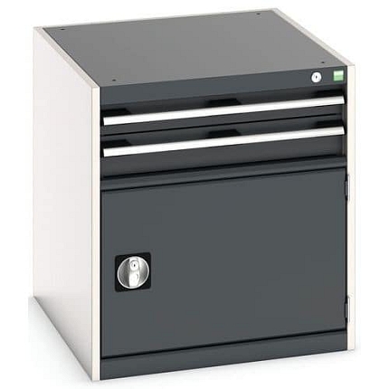 Dílenská zásuvková skříň Bott Cubio, 70 x 65 x 75 cm, 2 zásuvky, 1 skříňka, šedá-antracit