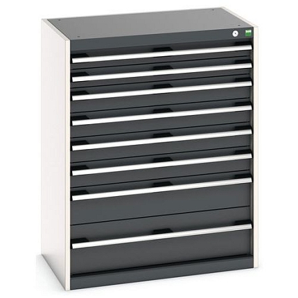 Dílenská zásuvková skříň Bott Cubio, 100 x 80 x 52,5 cm, 8 zásuvek, šedá-antracit