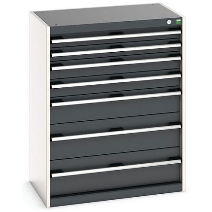 Dílenská zásuvková skříň Bott Cubio, 100 x 80 x 52,5 cm, 7 zásuvek, šedá-antracit