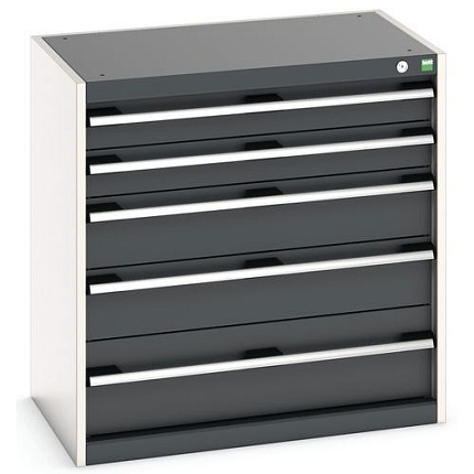 Dílenská zásuvková skříň Bott Cubio, 80 x 80 x 52,5 cm, 5 zásuvek, šedá-antracit