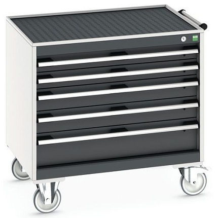 Mobilní zásuvková skříň Bott Cubio, 78,5 x 80 x 65 cm, 5 zásuvek, rohož, šedá-antracit