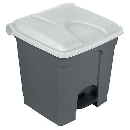 Odpadkový nášlapný koš Manutan Expert, 30 l, bílá/šedá
