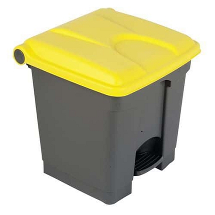 Odpadkový nášlapný koš Manutan Expert, 30 l, žlutá/šedá