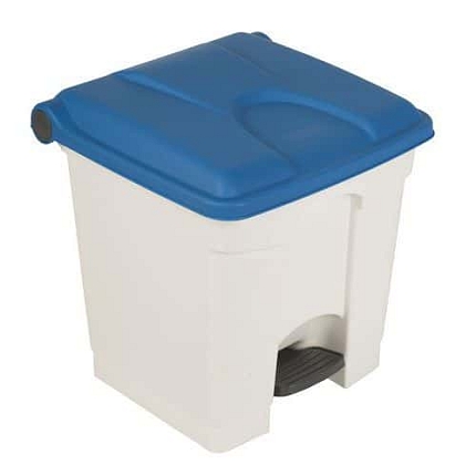Odpadkový nášlapný koš Manutan Expert, 30 l, modrá/bílá