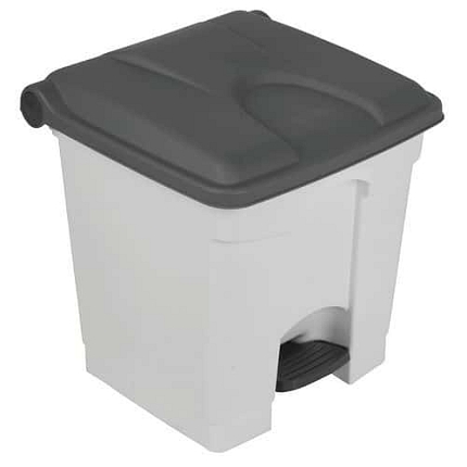 Odpadkový nášlapný koš Manutan Expert, 30 l, šedá/bílá
