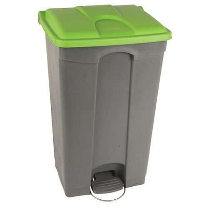 Odpadkový nášlapný koš Manutan Expert, 90 l, zelená/šedá