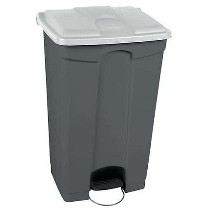 Odpadkový nášlapný koš Manutan Expert, 90 l, bílá/šedá