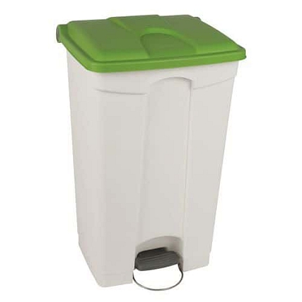 Odpadkový nášlapný koš Manutan Expert, 90 l, zelená/bílá