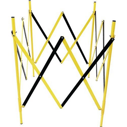 Čtvercová kovová mobilní zábrana Golem, skládací, 100 x 100 cm, žlutá/černá