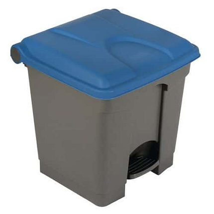 Odpadkový nášlapný koš Manutan Expert, 30 l, modrá/šedá