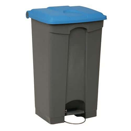 Odpadkový nášlapný koš Manutan Expert, 90 l, modrá/šedá