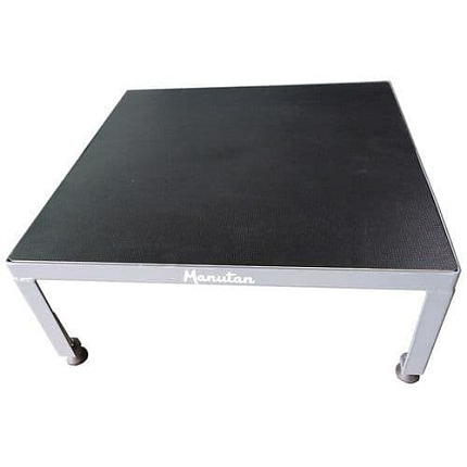 Ocelová pracovní podesta Manutan Expert s nastavitelnou výškou, 610 x 610 mm, výška 255 - 320 mm