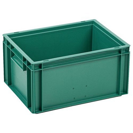 Plastová Euro přepravka Manutan Expert, zelená, 214 x 300 x 400 mm, 19 l