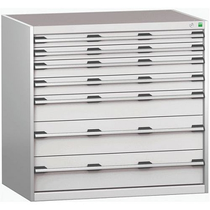 Dílenská zásuvková skříň Bott Cubio 200, 100 x 105 x 75 cm, 7 zásuvek, šedá-šedá