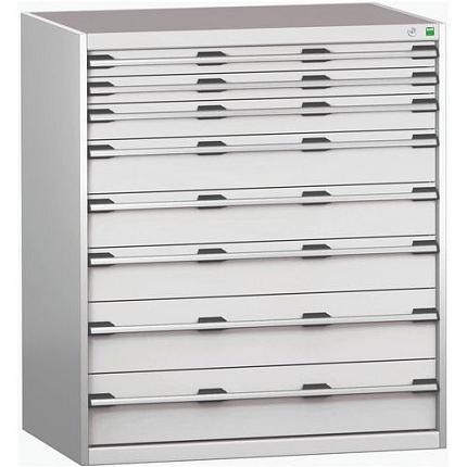 Dílenská zásuvková skříň Bott Cubio 200, 120 x 105 x 75 cm, 8 zásuvek, šedá-šedá