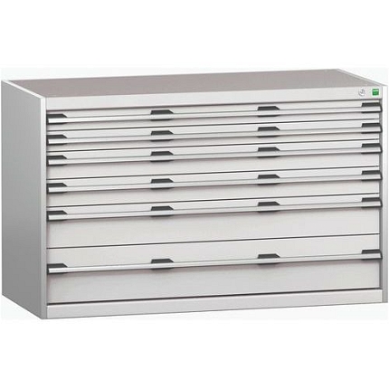 Dílenská zásuvková skříň Bott Cubio 200, 80 x 130 x 65 cm, 6 zásuvek, šedá-šedá