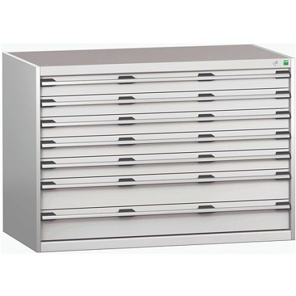 Dílenská zásuvková skříň Bott Cubio 200, 90 x 130 x 75 cm, 7 zásuvek, šedá-šedá
