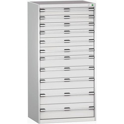 Dílenská zásuvková skříň Bott Cubio 200, 160 x 80 x 65 cm, 11 zásuvek, šedá-šedá