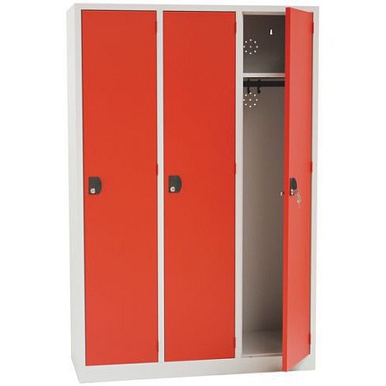 Svařované šatní skříně Manutan Aldo, 3 oddíly, cylindrický zámek