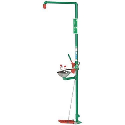 Bezpečnostní sprcha Hughes EXP-SD s umyvadlem pro výplach očí, zelená