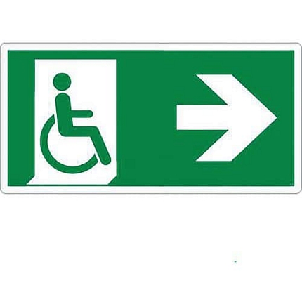 Bezpečnostní tabulka Manutan Expert - Bezbariérový únikový východ vpravo, hliník, 400 x 200 mm