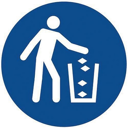 Příkazové značení Manutan Expert - Odhazujte odpadky do koše, hliník, 300 mm