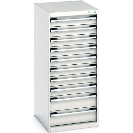 Dílenská zásuvková skříň Bott Cubio, 120 x 52,5 x 65 cm, 10 zásuvek, šedá-šedá