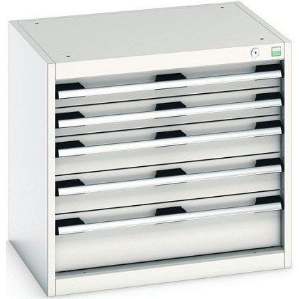 Dílenská zásuvková skříň Bott Cubio, 60 x 65 x 52,5 cm, 5 zásuvek, šedá-šedá