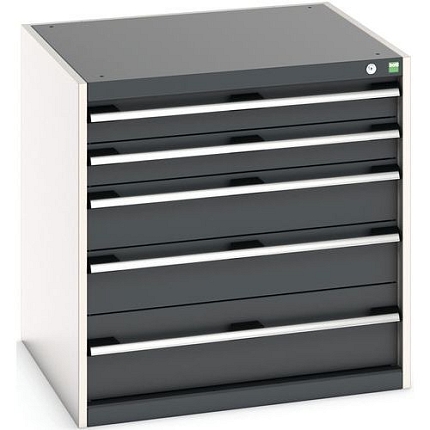 Dílenská zásuvková skříň Bott Cubio, 80 x 80 x 75 cm, 5 zásuvek, šedá-antracit