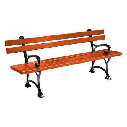 Parková lavička Ornamental s opěradlem a područkami, mahagon