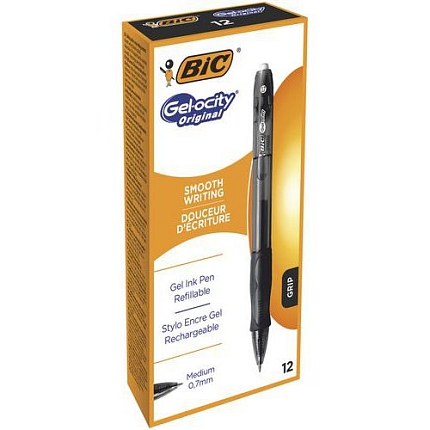 Kuličkové pero Bic Gel-ocity, 12 ks, černé