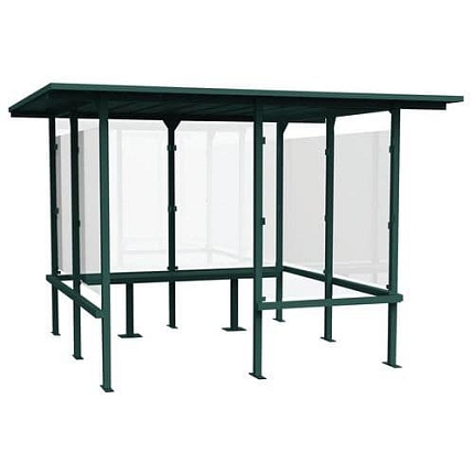 Prosklený přístřešek Manutan Expert Beaufortain s lavičkou, délka 3,05 m, zelený