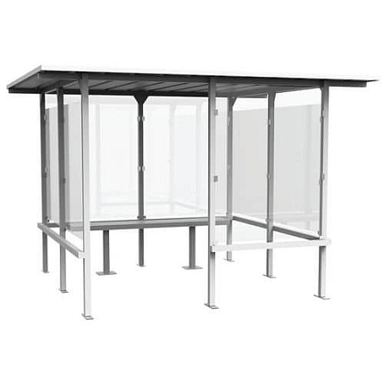 Prosklený přístřešek Manutan Expert Beaufortain s lavičkou, délka 3,05 m, bílý