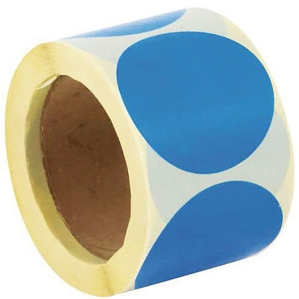 Samolepicí značkovací kolečka Manutan Expert, modrá, průměr 70 mm, 500 ks na roli