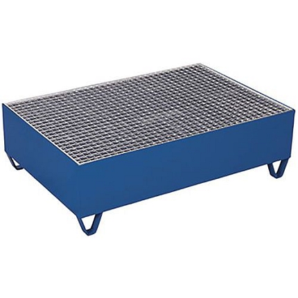 Ocelová záchytná vana s roštem, pro 2 sudy, 120 x 80 x 36 cm, modrá