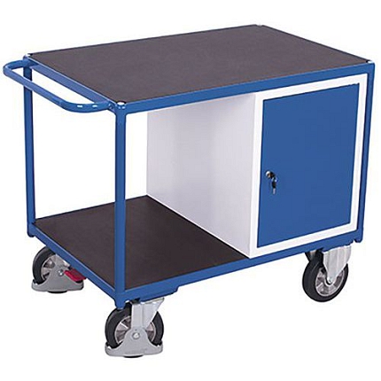 Dílenský vozík se skříňkou a protiskluzovým povrchem, 139 x 80 x 93 cm, modrý