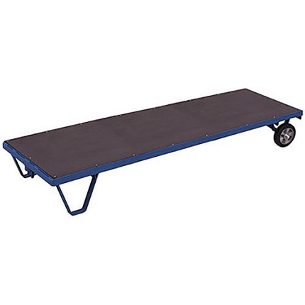 Dvoukolová transportní plošina s protiskluzovým povrchem, do 1 500 kg, modrá, plná kola, 400,5 x 80 x 39 cm