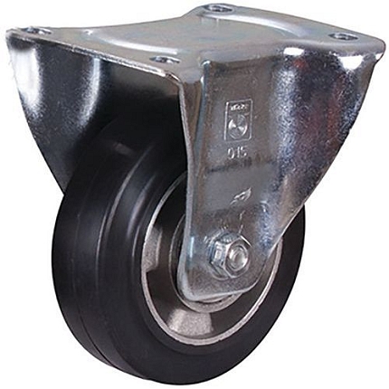 Gumové pojezdové kolo s přírubou, 125 x 40 mm, kuličkové ložisko, pevné